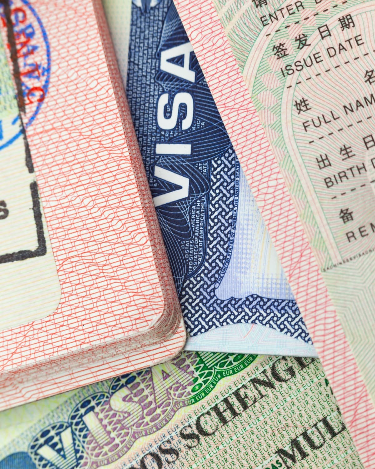 Passports with visa stamps