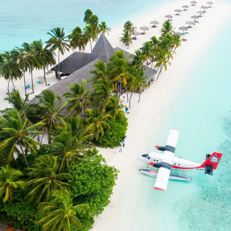 Indian Ocean island resort from the air